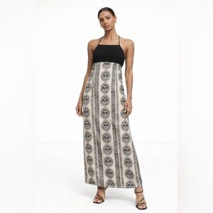 LINE UP Chinoiserie Oriental Print Maxi Dress